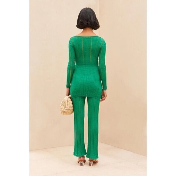 Cult Gaia Savannah Knit Pants in Vine Medium New Womens Knit Trousers - Picture 11 of 16